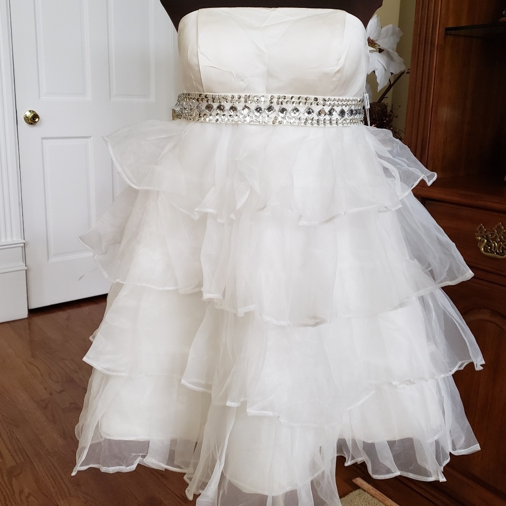White layered jeweled dress